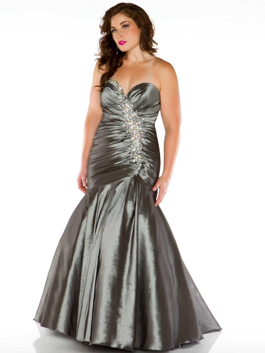 Silver Plus Size Prom Dresses Evening Wear